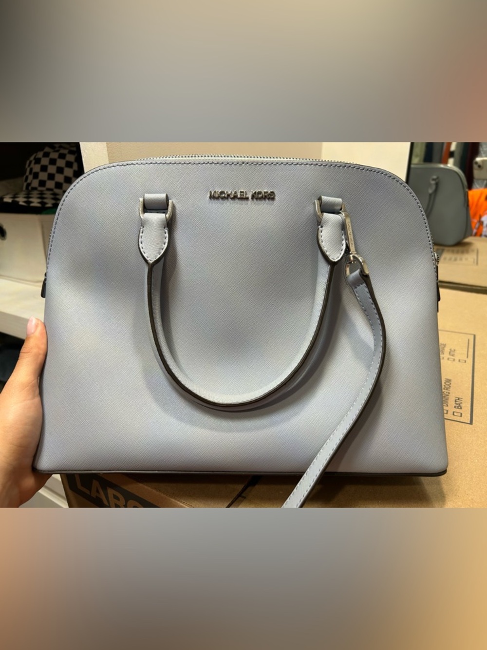 Michael Kors Light Blue Saffiano Leather Satchel